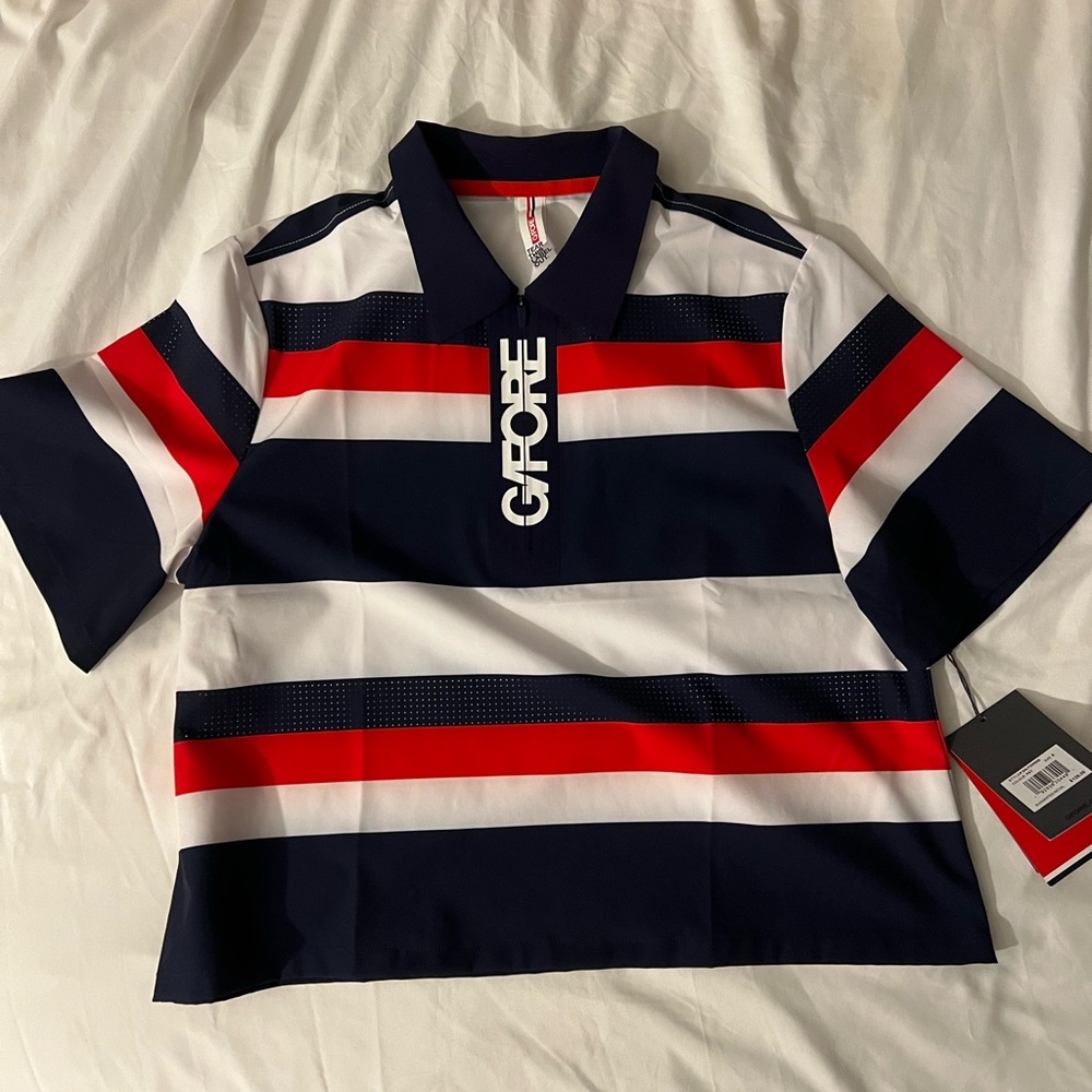 G/FORE Red and White Polo Shirt Classic Collegiate Style